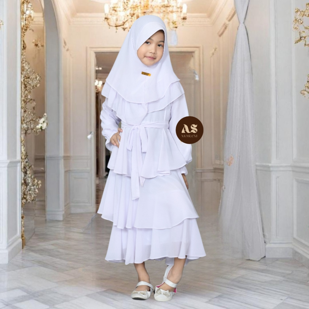 GAMIS KIDS SET 2025 SYARI ANAK PEREMPUAN HIJAB KHIMAR USIA 2-9 TAHUN CERUTY BABYDOLL