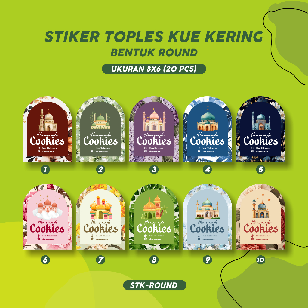 

(PAKET 20 PCS) STIKER KUE KERING HAMPERS LEBARAN TERBARU 2025 UKURAN 6X8