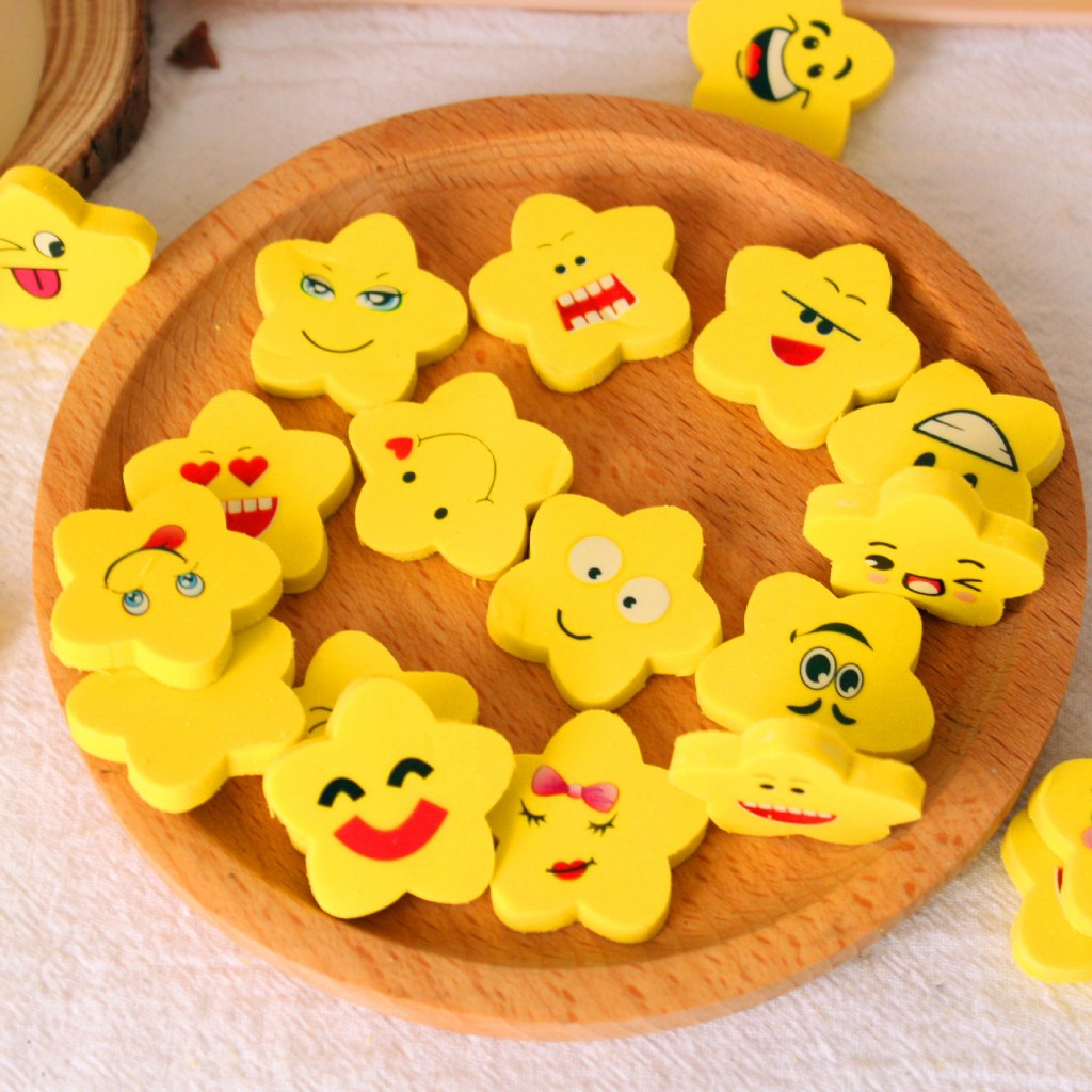 

SB 3 Pcs Penghapus Pensil Bintang Karakter Emoji Smile Set / Alat Tulis Sekolah Kantor Termurah