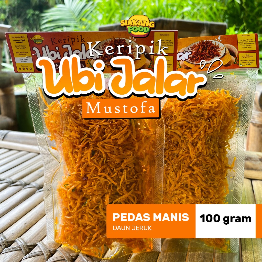 Keripik Ubi Jalar Mustofa Siakang 100 gram Varian Pedas Manis Daun Jeruk