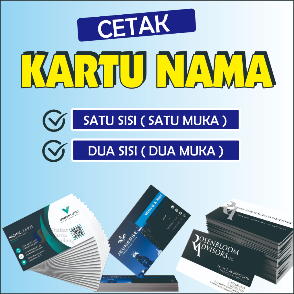 

CETAK KARTU NAMA 1 sisi atau 1 muka bahan 260gr