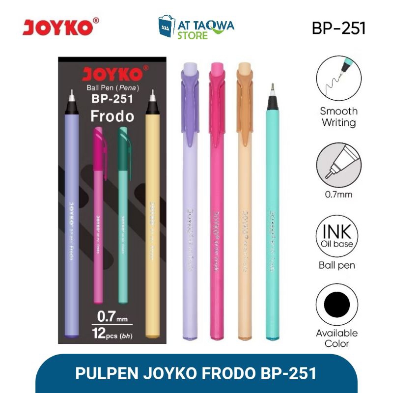 

[12 PCS] JOYKO Ball Pen Pulpen Pena Joyko BP-251 Frodo 0.7 mm Stationery