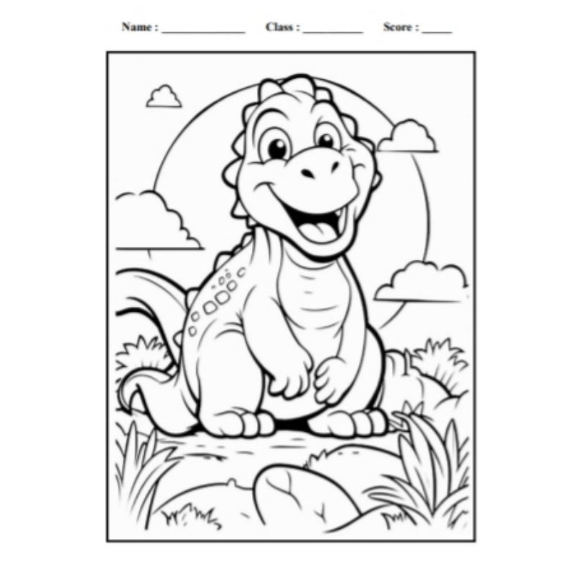 

Gambar mewarnai anak-anak, Sketsa Dino. (Random) isi 30 Lembar