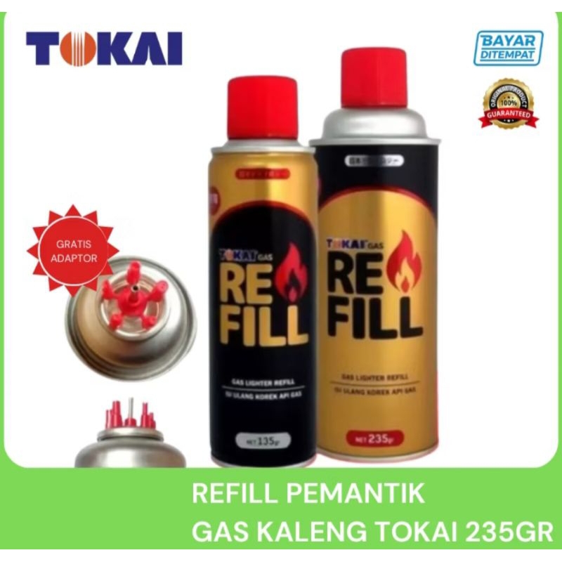 TOKAI REFILL ISI ULANG KOREK API GAS JUMBO 235 GRAM/HARGA PER 1(SATU) PCS/GRATIS ADAPTOR KONEKTOR