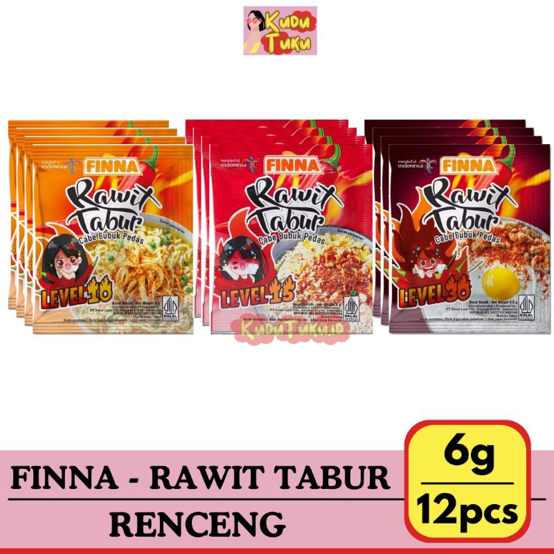 

12 PCS - FINNA RAWIT TABUR LEVEL 10, LEVEL 15, LEVEL 30, 1RENCENG CABE BUBUK