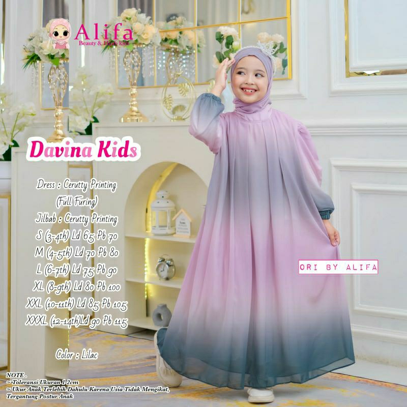 BEST SELLER CUNDA KIDS DAVINA KIDS MELODY KIDS RANAYA KRIWIL ORI ALIFA / GAMIS DRESS SYARI ANAK