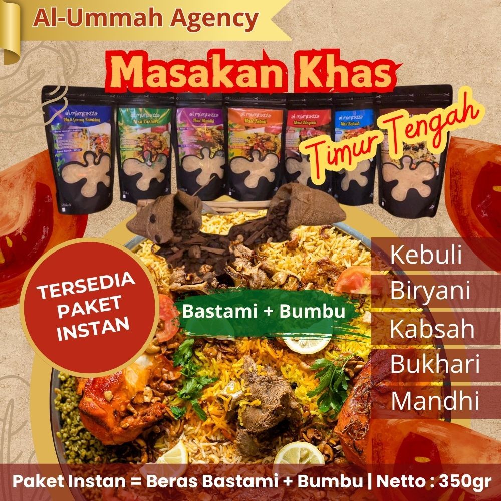 

Paket Instan Beras Basmati dan Bumbu Masakan Instan Special Khas Timur Tengah Al-Mumtazza 350 Gram