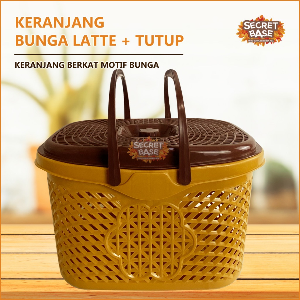 KERANJANG BUNGA LATTE + TUTUP - Besek Hajatan Unik / Rantang Nasi Berkat Jaman Now