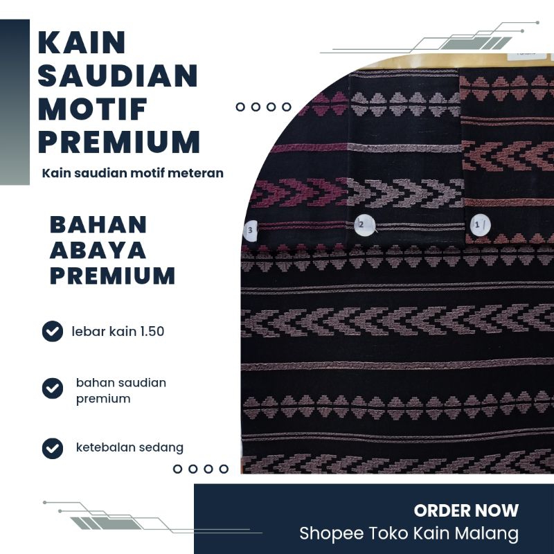 KAIN JET BLACK | BAHAN SAUDIAN JET BLACK MOTIF (HARGA PER 0.5 METER)