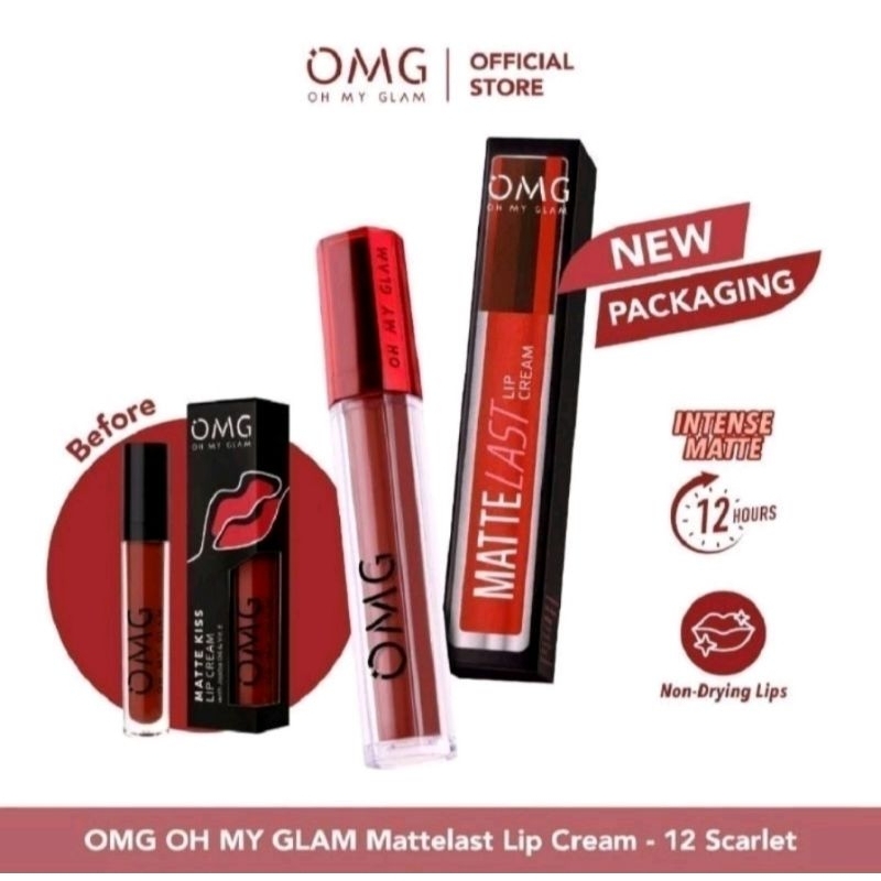 OMG OH MY GLAM Mattelast Lip cream 2.9 g- Lip Cream Matte | Merah jingga