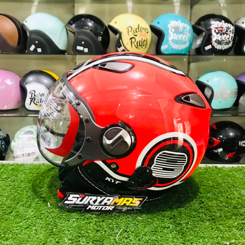 HELM KYT SUPER FLUO #1 RED FLUO/BLACK (CLEAR)