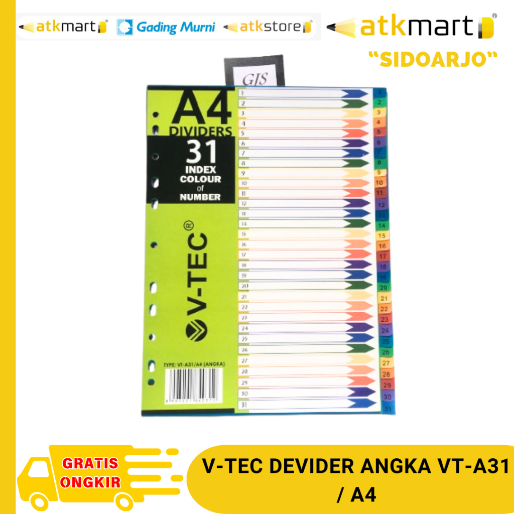 

VTEC DEVIDER ANGKA PEMBATAS BINDER VT-A31 / A4