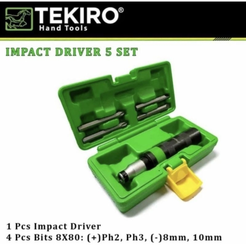 TEKIRO Obeng Ketok Gedok Dok Set 5 pcs Impact Driver Set