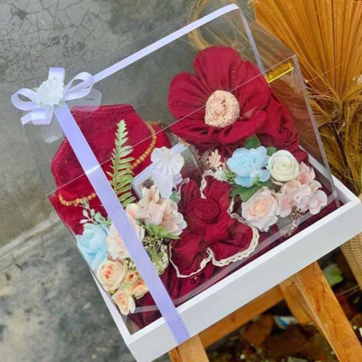 Kotak Hantaran Plus Mika XL / Baki Seserahan Kayu Plus Mika Rustic