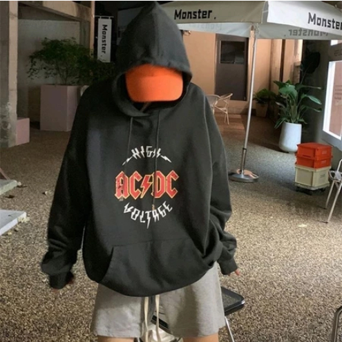 S - XXXXXL(6XL) Hoodie Sweater ACDC High Voltage Jumbo Bigsize Jaket Fleece Korean Style Wanita Pria