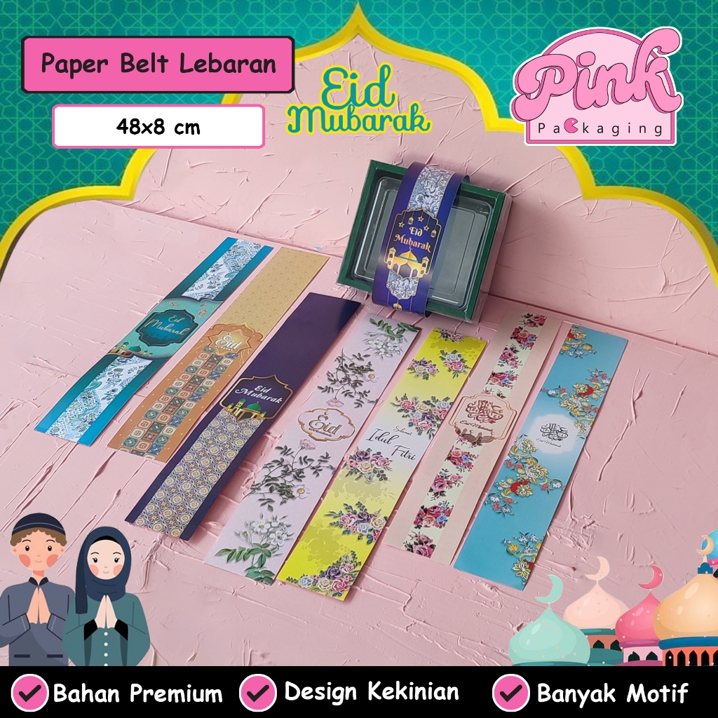 Paper Belt Natal Imlek Idul Fitri Happy Birthday Thank You Ukuran Panjang & Pendek Ivory Tebal