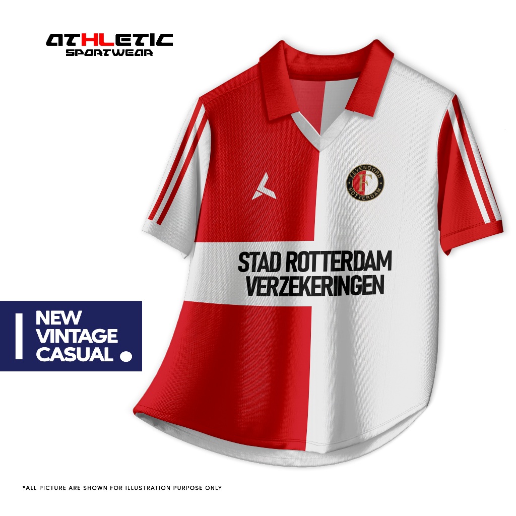 ATHLETIC SPORTWEAR - Jersey Vintage Bola Fantasy Feyenoord Home 1992-94  Fullprinting Casual - Atasa