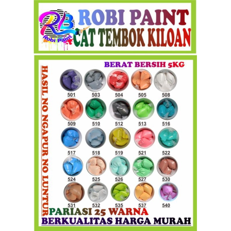 cat tembok berkualitas kemasan plastik dalam ember berat 5kg