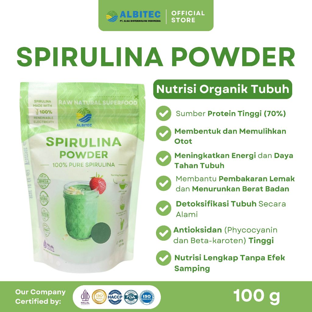 

ALBITEC Spirulina Powder Natural Food Grade 100% Pure Spirulina 100gr