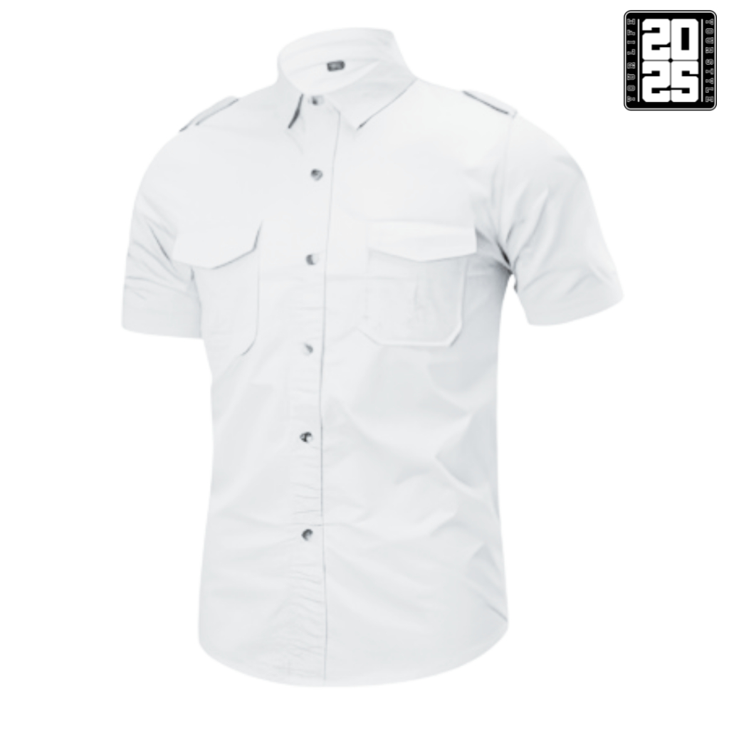 Kemeja Tactical Putih / Kemeja Tactical / Kemeja Tactical Pria / Kemeja Tactical Lengan Pendek / Kem