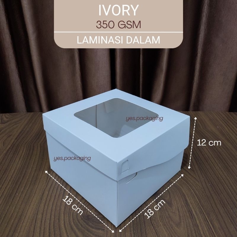 

[18x18x12cm] IVORY LAMINASI JENDELA Dus Box Kotak Kemasan Cake Kue Roti Tart Snack Pudding Hampers