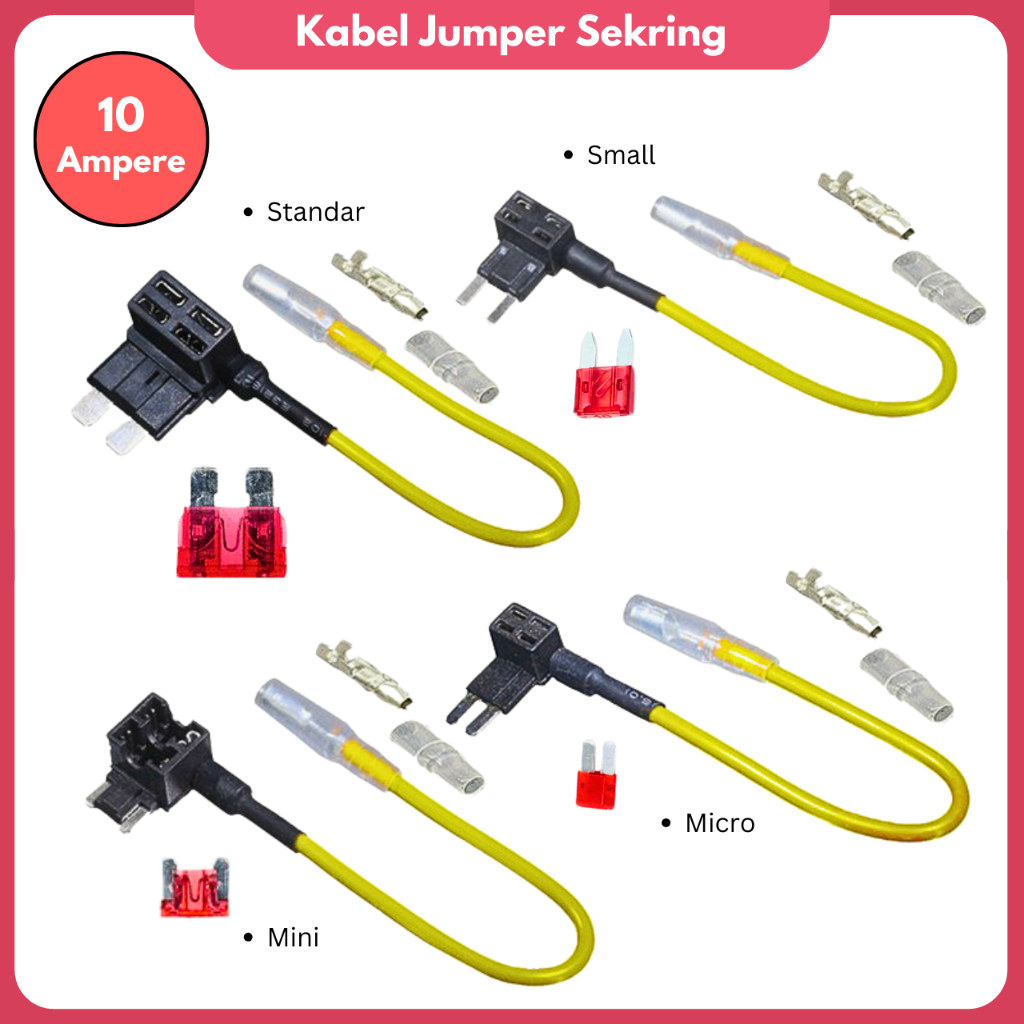 Kabel jumper fuse tap konektor jumper sekring standar small mini low profile mikro micro 2 fuse tap 