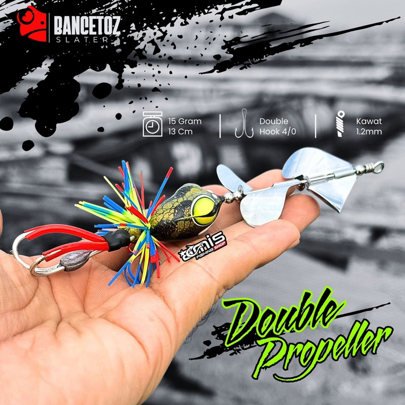 BANCETOZ Double Propeller Mini Slater Buzz Bait Slash Umpan Casting Toman Gabus