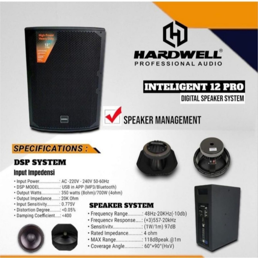 Speaker Aktif Hardwell Inteligent 12 Pro Original 12 inch HARDWELL