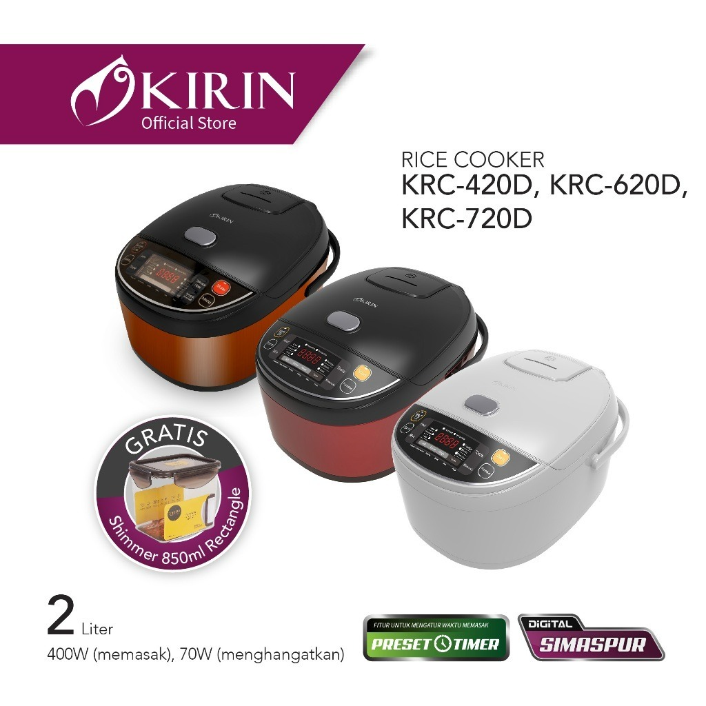 Kirin Rice Cooker Digital 2 Liter Series