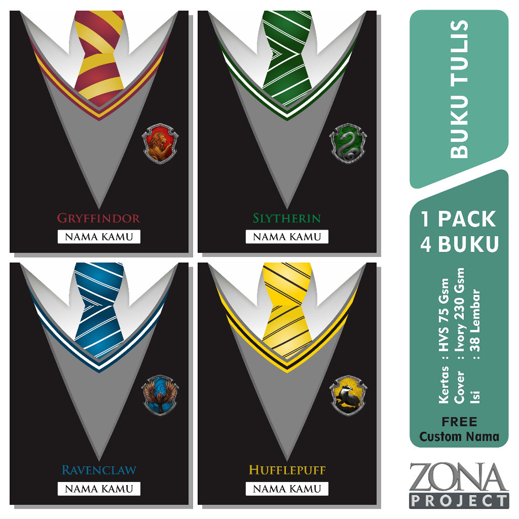 

Buku Tulis Harry Potter Harga Per Pack 4 Buku (Free Custom Nama)