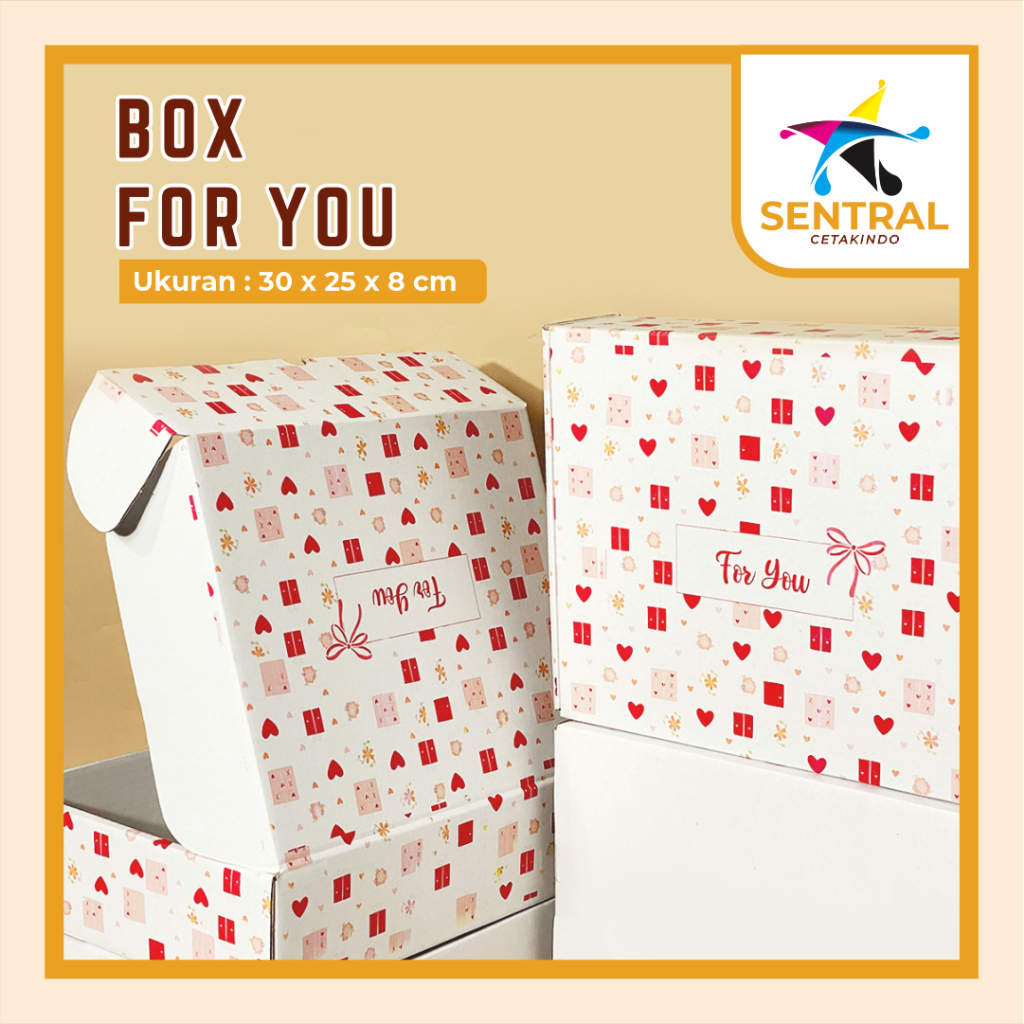 

Box Kado Corrugated FOR YOU / Giftbox / Box Hadiah Ukuran 30 x 25 x 8 cm