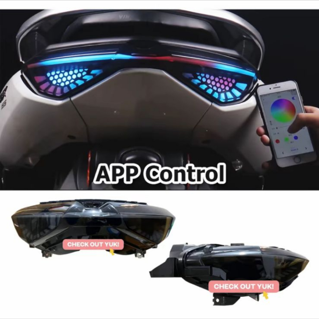 LAMPU STOP NMAX NEW XCASE RGB APLIKASI HP NEW