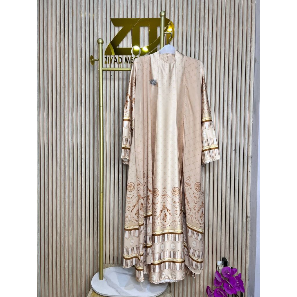 Setcel + Outer, Gamis + Outer, Gamis Ceruty ZIYAD MECCA By KPI Armani Silk & Shiffon Milky + Ceruty