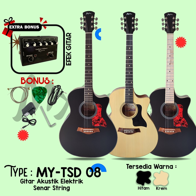 Paket Hemat Efek Delay dan Reverb Gitar MyMountain Seri  MY-TSD 08 Akustik Elektrik EQ 7545R STANDAR