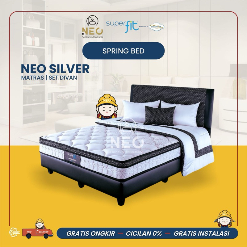 NEO - SPRINGBED COMFORTA SUPERFIT NEO SILVER  FULLSET  KASUR AJA  MATRASS ONLY  SET DIVAN RANJANG  T