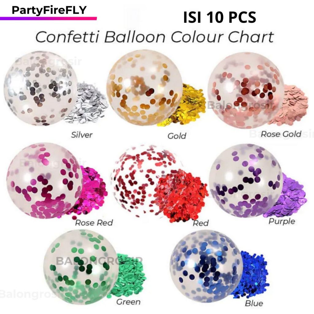 Balon Latex conferti Balon Transparan Balon Bening Pesta ulang tahun Balon isi Konferti 10 PCS