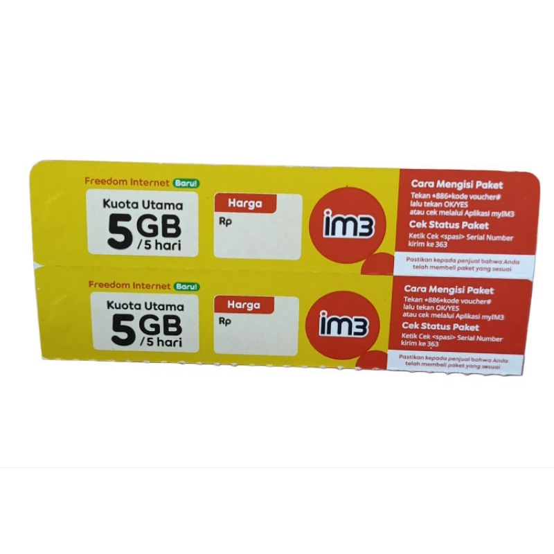 Voucher indosat 5 GB 5 hari Nasional vocer im3 kuota