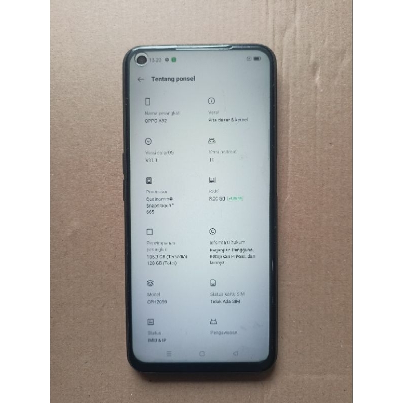 Oppo A92 8/128 Second/Bekas ORIGINAL bukan KW