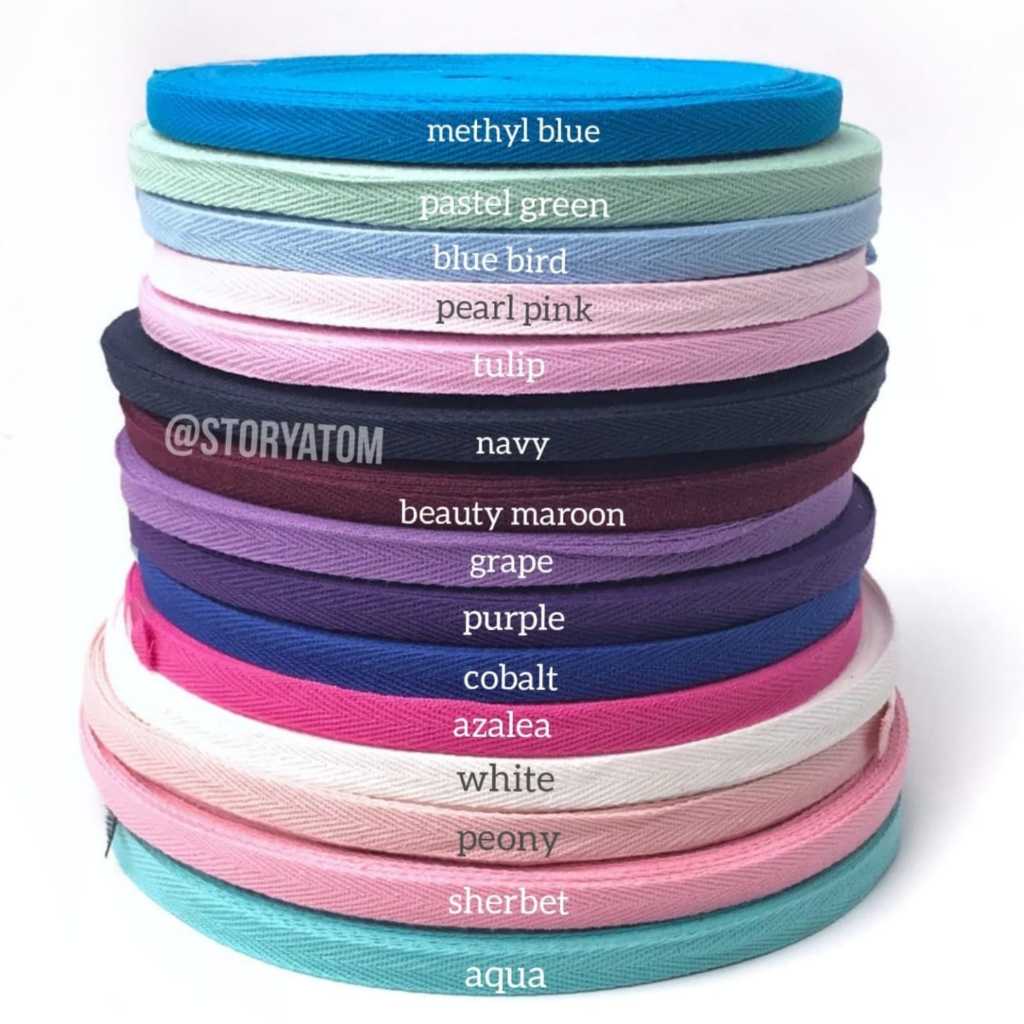 1 ROLL - 1 CM /  PITA KATUN TWILL TAPE / PITA KATUN POLOS / PITA GULING / TWILL TAPE POLOS