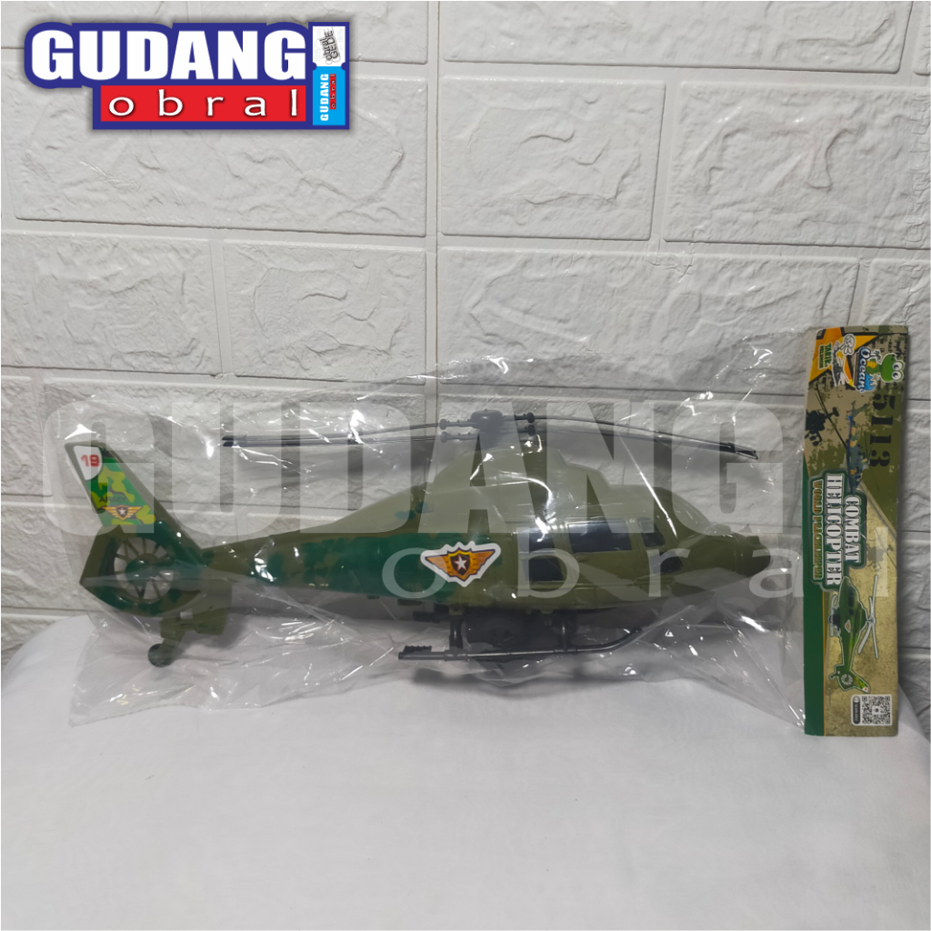 mainan helikopter tarik tentara tni / combat helicopter