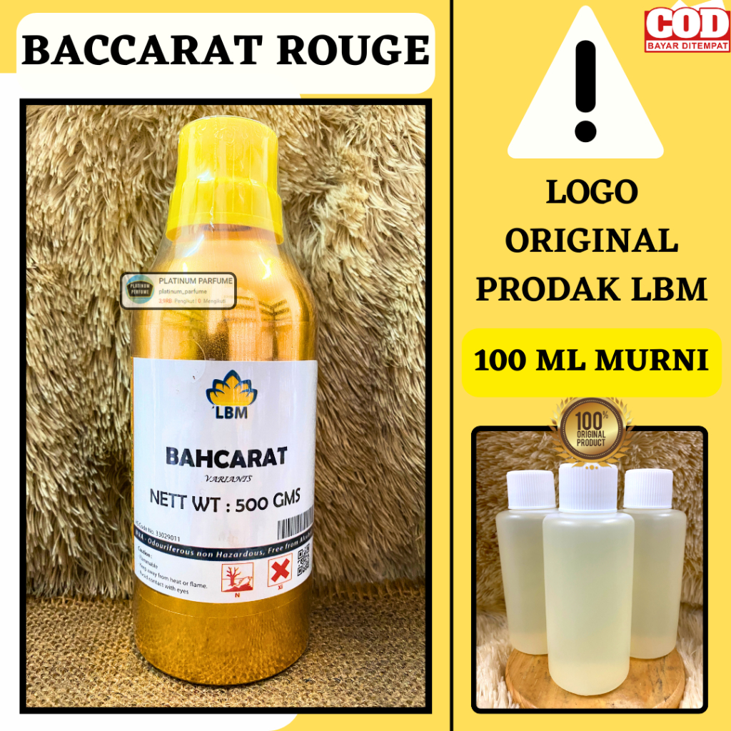 Bibit Parfum Cwe BACCARAT ROUGE Repack 100 ML MURNI LBM Fragrance - PERFUM MURNI Non Alkohol - RED C