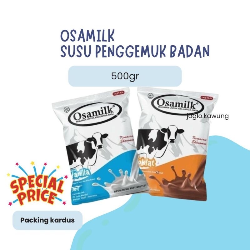 

Promo - Osamilk 500gr susu penggemuk badan rasa coklat & vanila