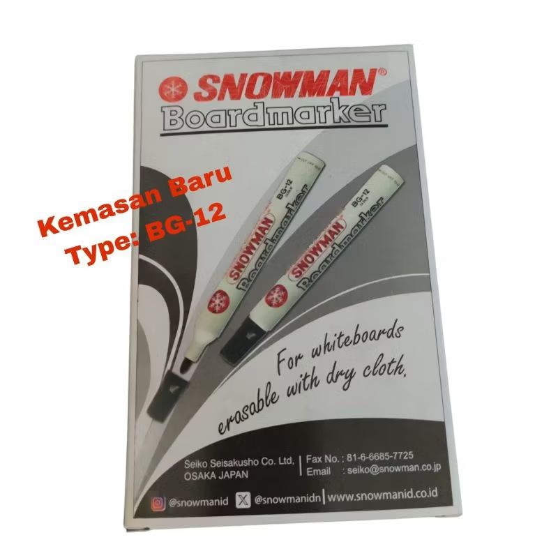 

Spidol Snowman Whiteboard - BG 12. ( LUSIN ) Warna Hitam