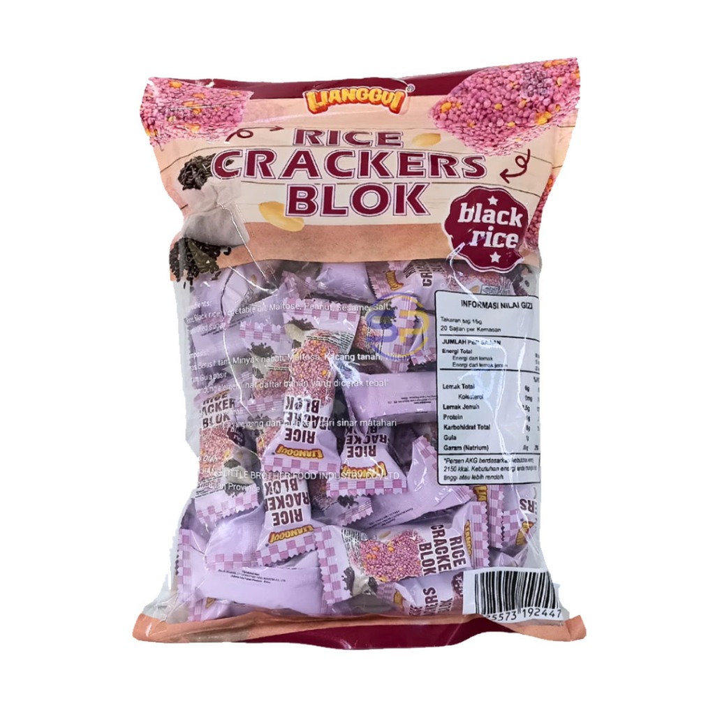

Ay00! LIANGGUI Rice Crackers Blok Rasa Beras Hitam 298gr Jipang Brondong Beras dengan Kacang