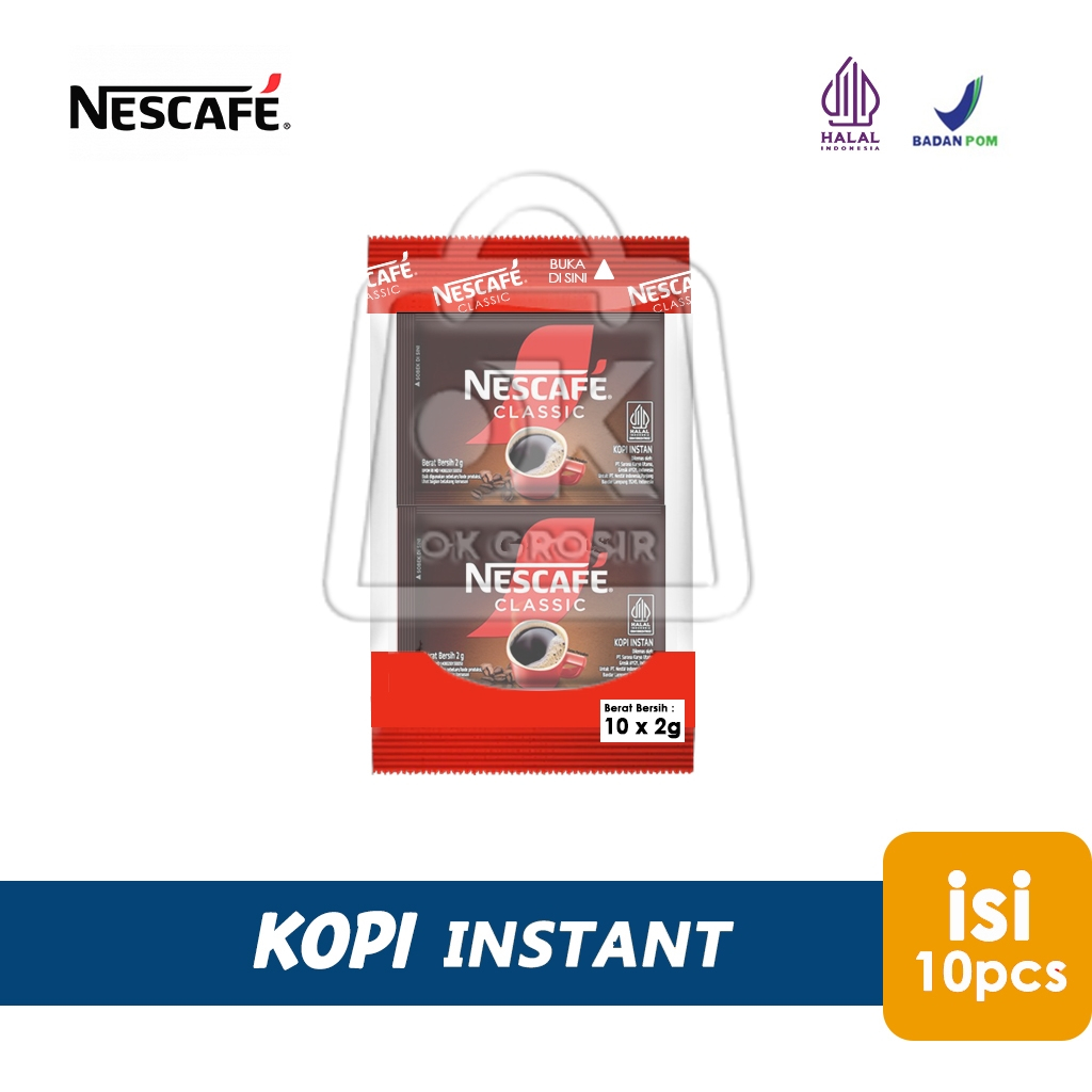 

Kopi Instan NESCAFE CLASSIC Kopi Hitam Sachet (1 Pack isi 10pcs)