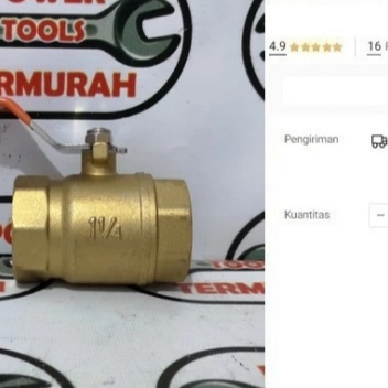 

Ball Valve ONDA 1 1/4" Kuningan Stop Kran Gate Valve Gagang 1.25