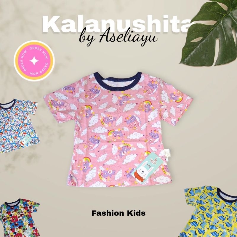 Kaos Anak Perempuan Laki laki Cewek Cowok Baju Import Doraemon Elmo Beruang Pelangi Dino Dinosaurus