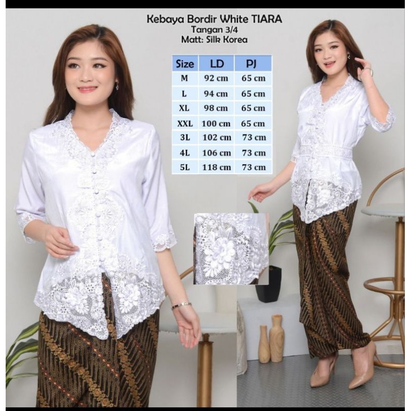 Kebaya Bordir White TIARA Silk Korea