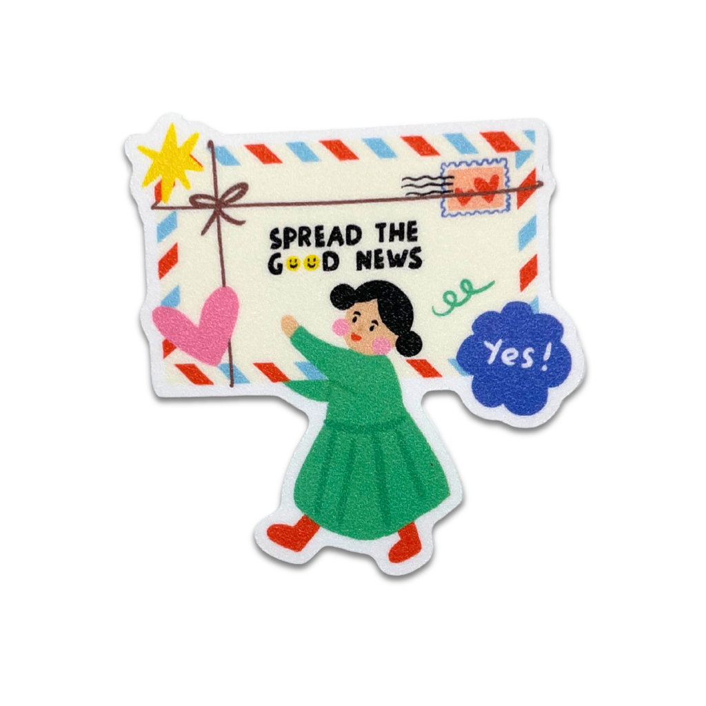 

Spread The Good News Glitter Sticker by Hanna Siahaan - Motivational Quote
