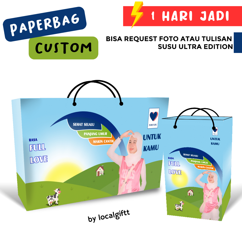 

Paperbag Custom Susu Ultra Edition | Bisa request foto dan tulisan | Paperbag custom | Paperbag lucu | Paperbag Foto | Tas Custom